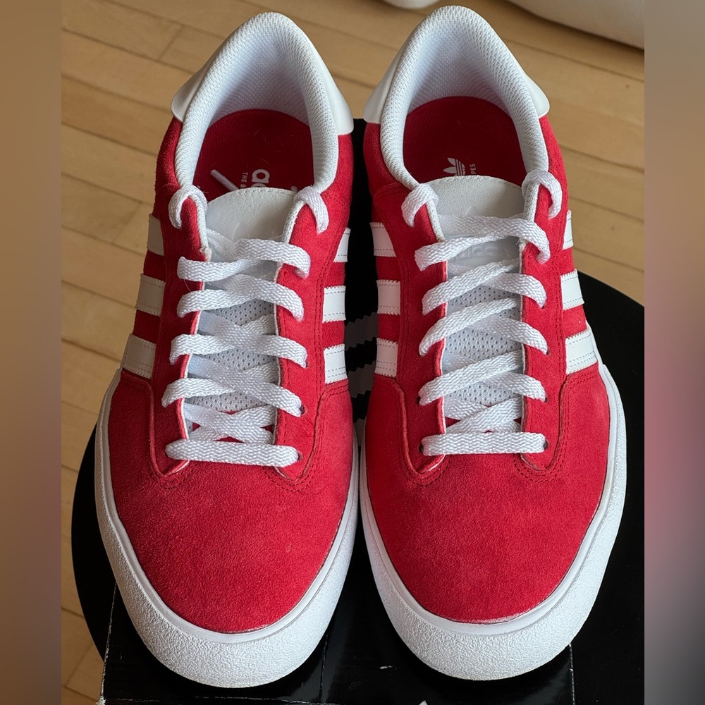 Adidas Men's Red Suede Court-Style Sneakers